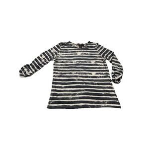 Peck & Peck T-Shirt Top Women Size Small Striped Blotch Blue Long Sleeve USA EUC